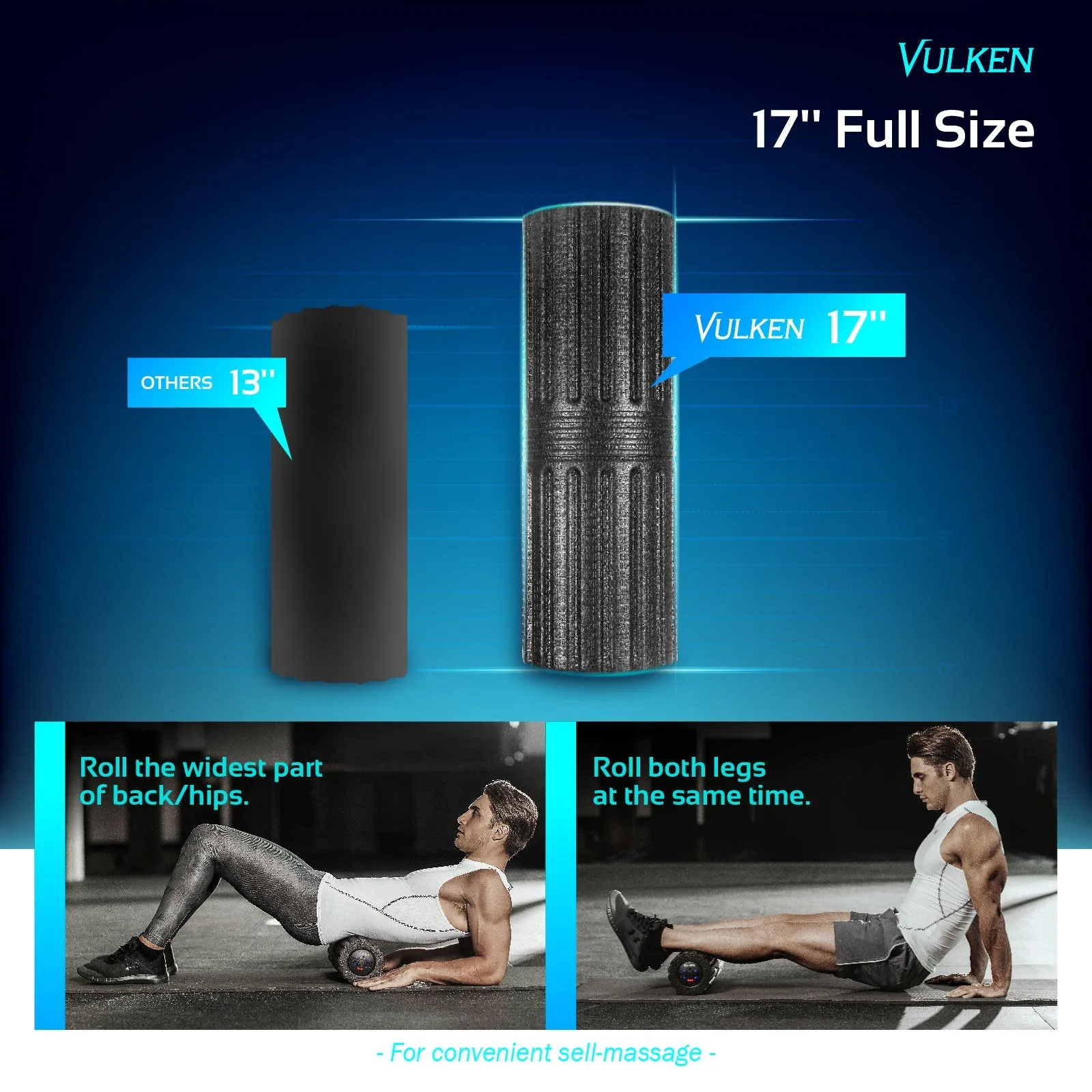 VulkRoll Vibrating Foam Roller 17” Electric Foam Rolling Massager
