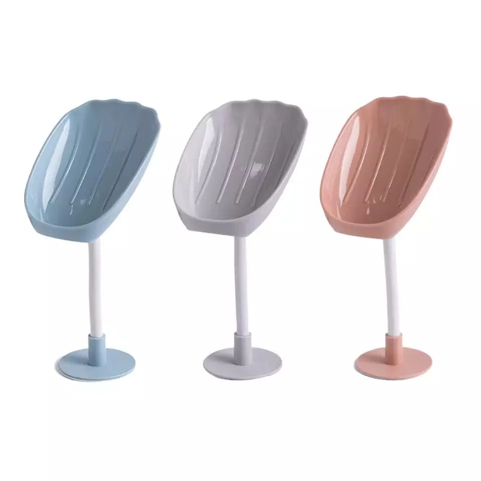 Wall Mounted Sea Shell Soap Holder, Drain Rack Soap Box, Perforated Free Standing Suction Cup, Creative Soap Dish Holder, Self Adhesive Drain Soap Rack, Easy Cleaning Soap Box For Bathroom