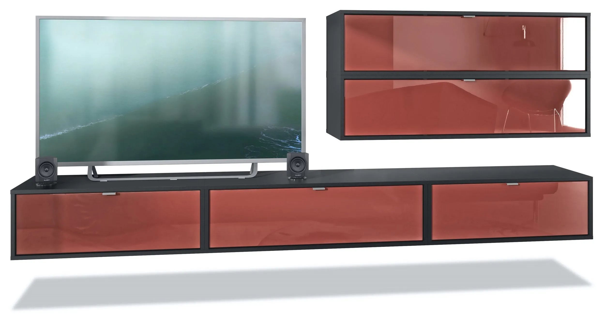Wall Unit "Lana V3" with Black Body   Various Color Fronts
