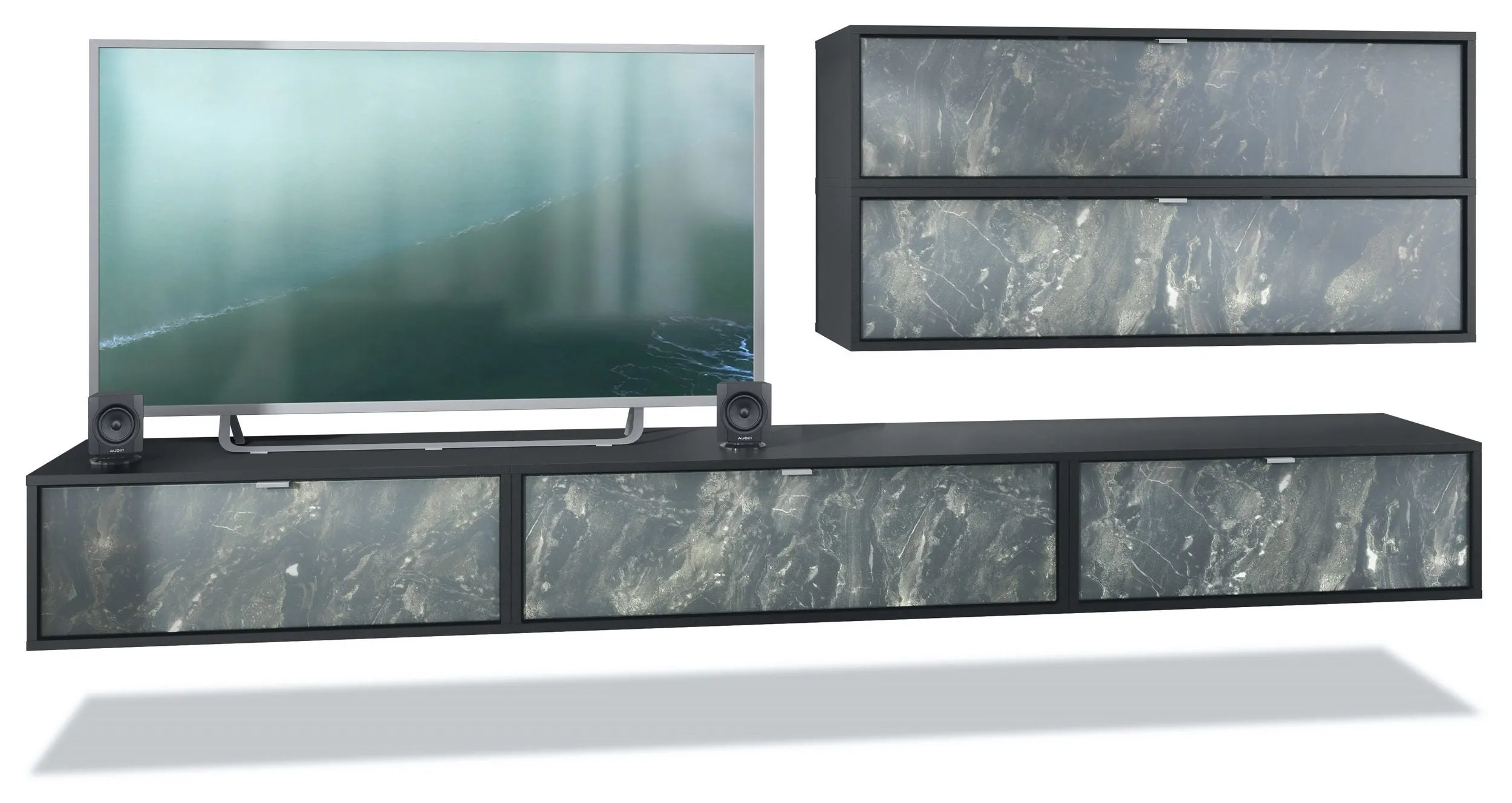 Wall Unit "Lana V3" with Black Body   Various Color Fronts