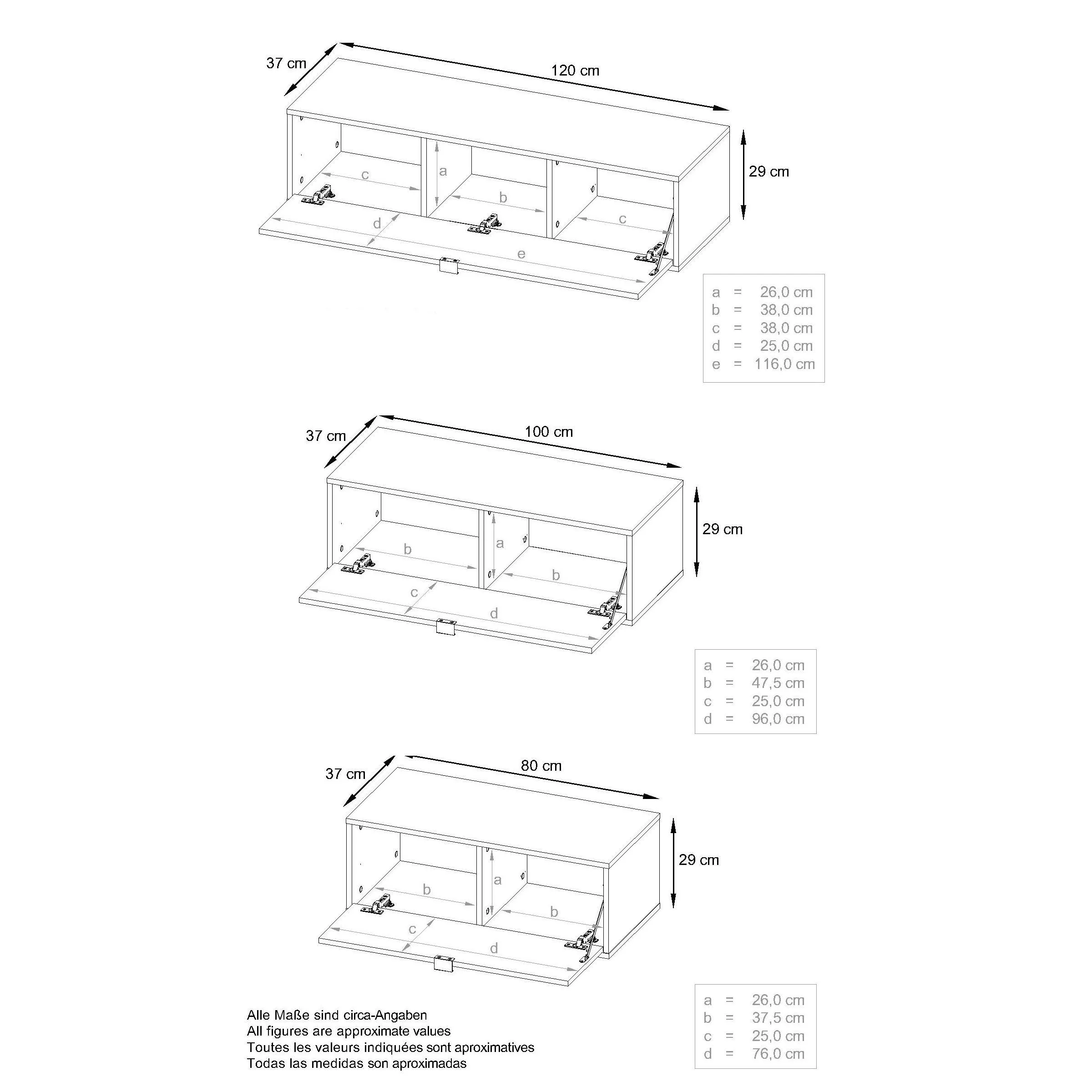 Wall Unit "Lana V3" with Black Body   Various Color Fronts