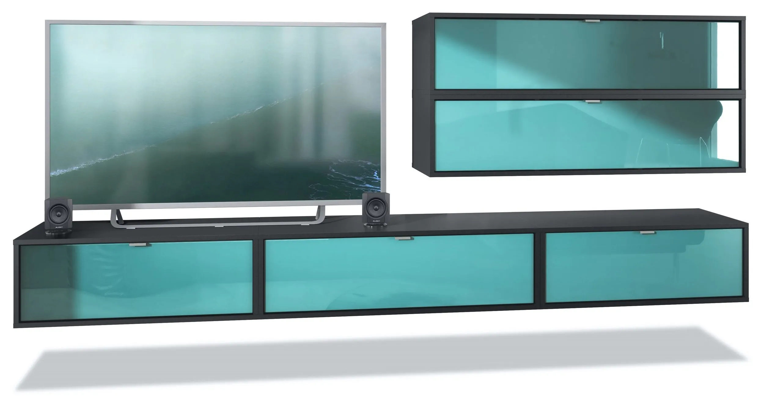 Wall Unit "Lana V3" with Black Body   Various Color Fronts