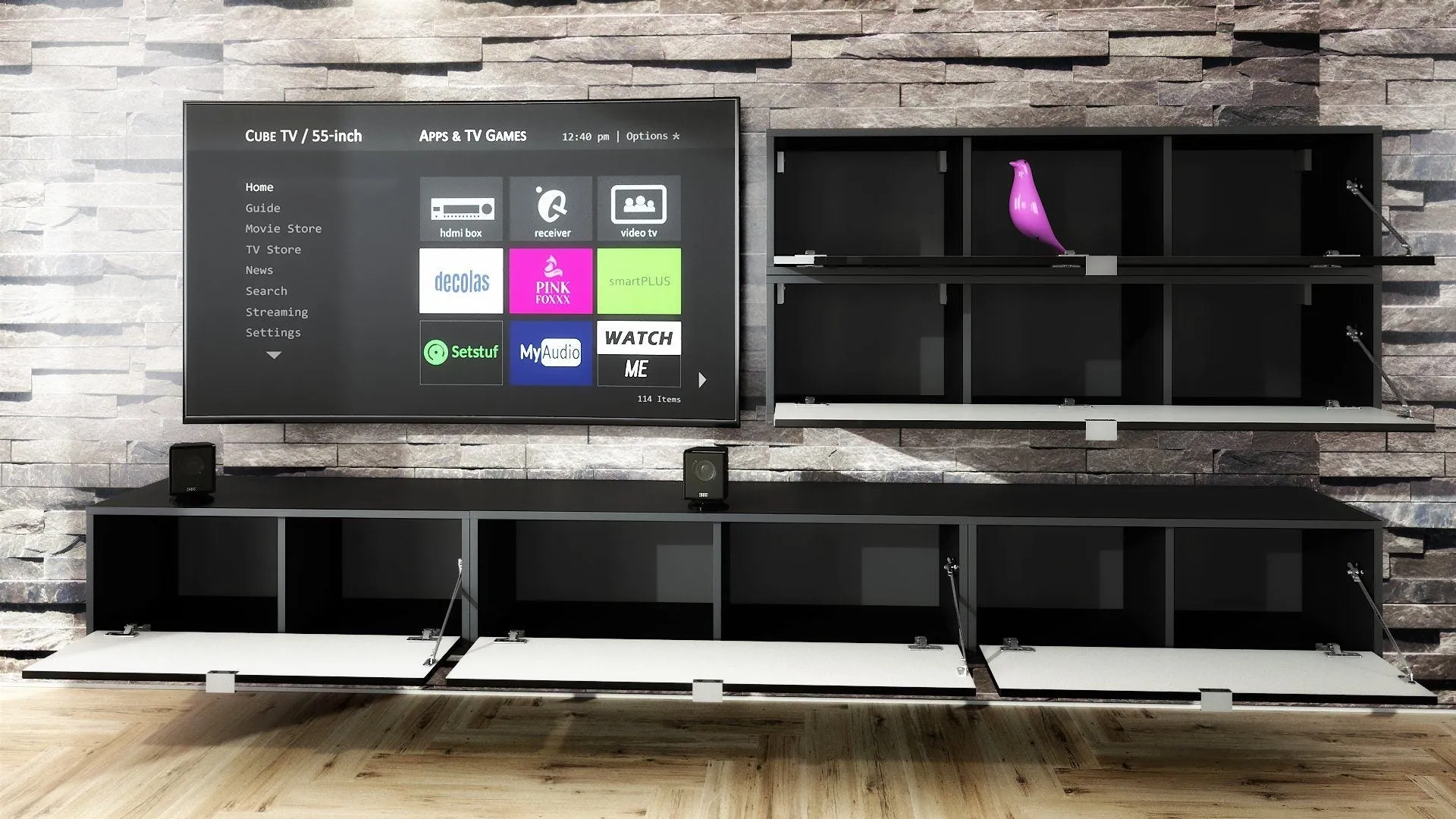 Wall Unit "Lana V3" with Black Body   Various Color Fronts