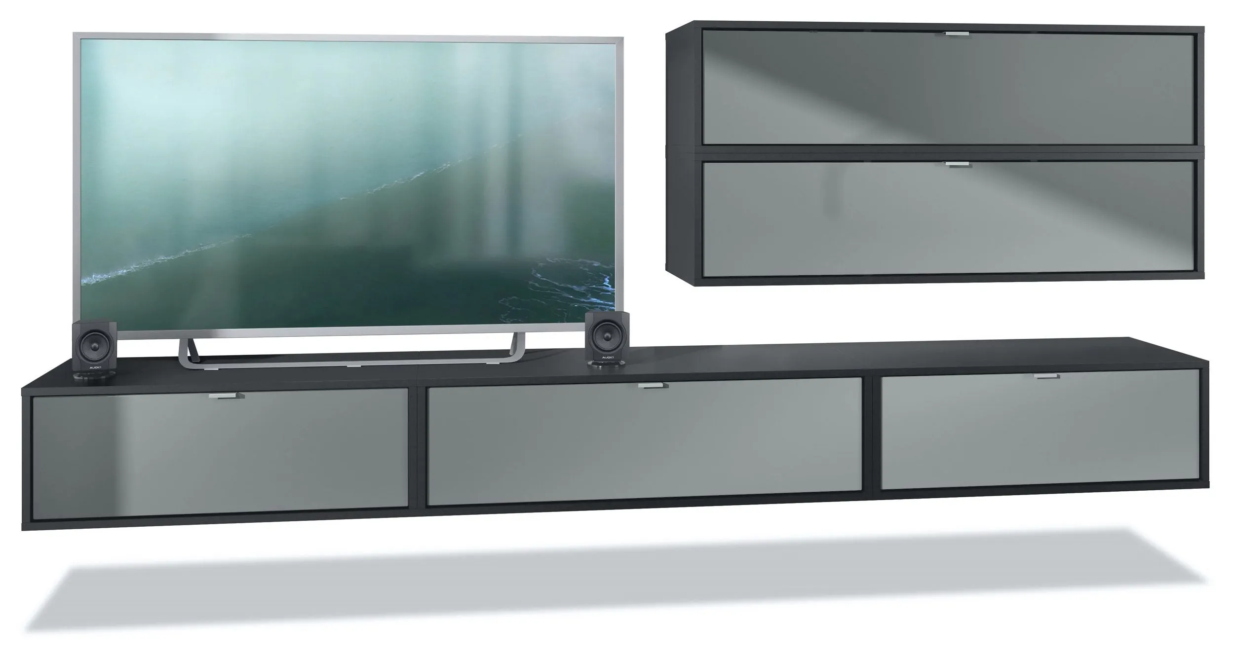 Wall Unit "Lana V3" with Black Body   Various Color Fronts