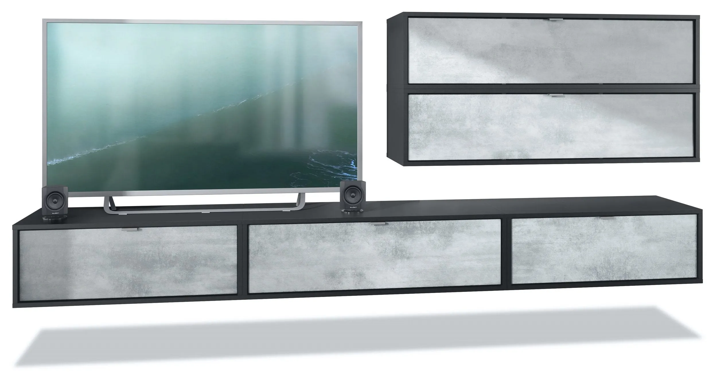 Wall Unit "Lana V3" with Black Body   Various Color Fronts