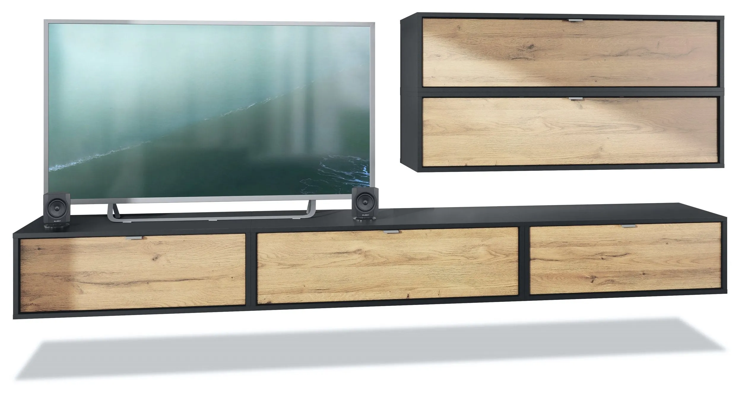 Wall Unit "Lana V3" with Black Body   Various Color Fronts