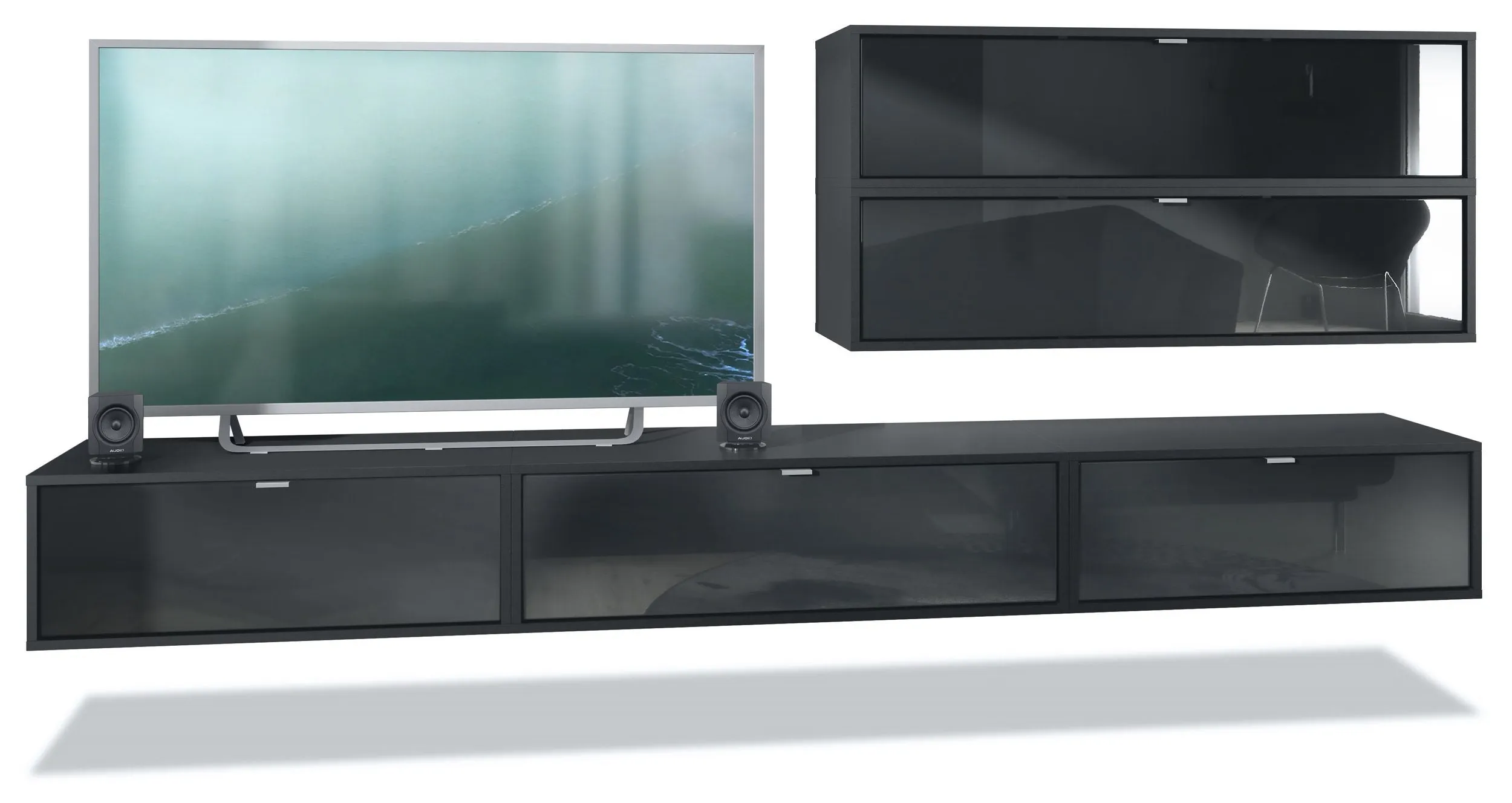 Wall Unit "Lana V3" with Black Body   Various Color Fronts