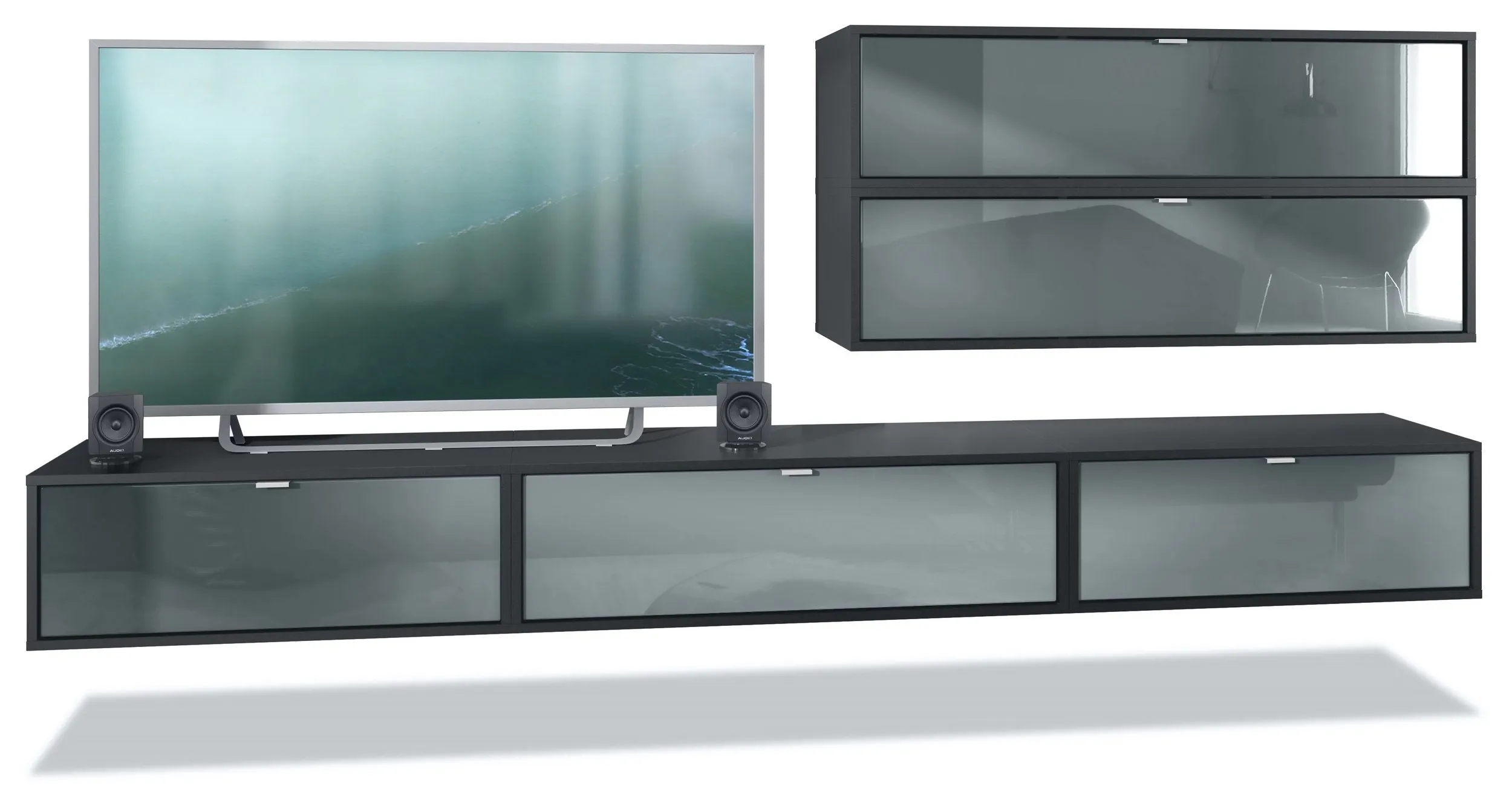 Wall Unit "Lana V3" with Black Body   Various Color Fronts