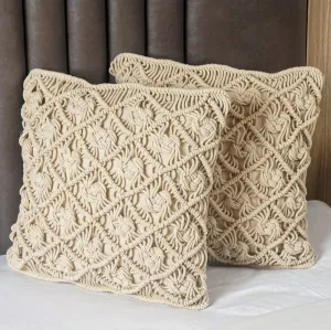 WanderWeft Boho Macrame Cushion Covers
