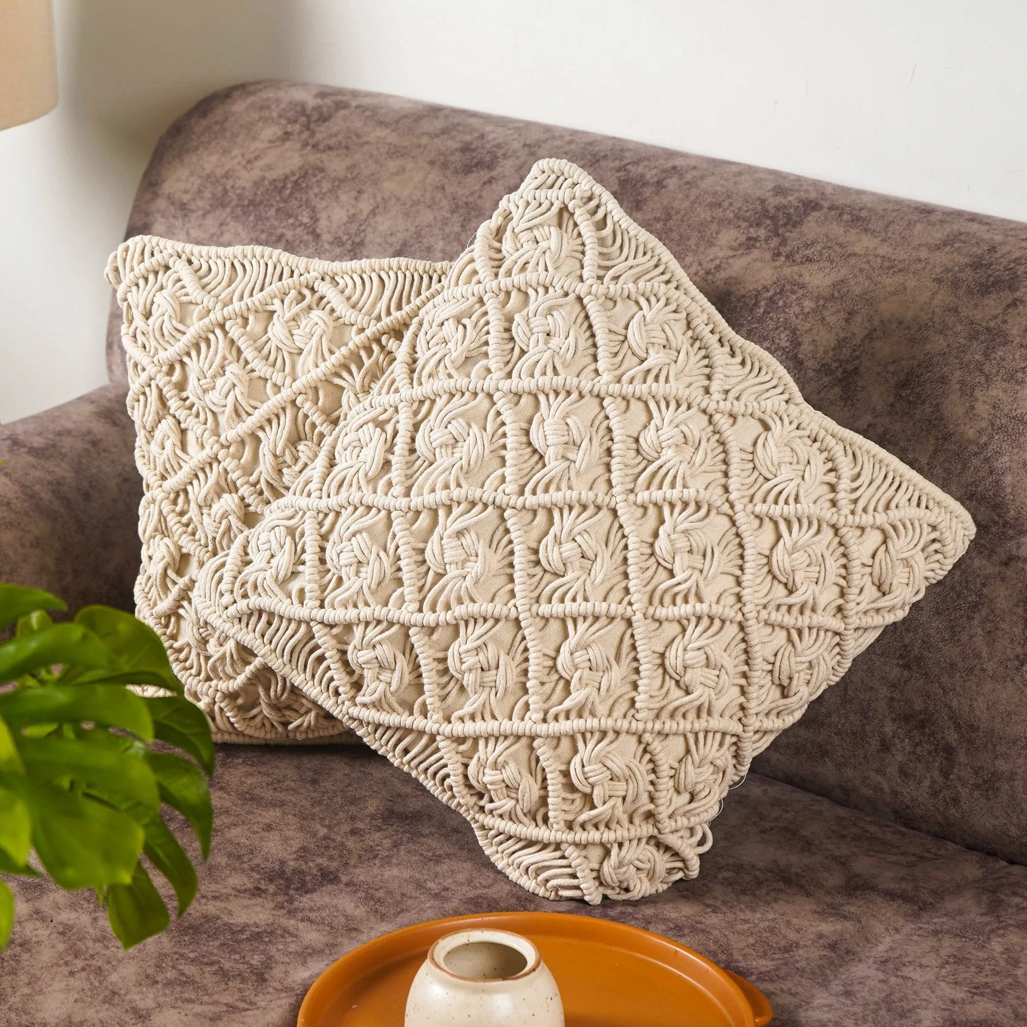 WanderWeft Boho Macrame Cushion Covers