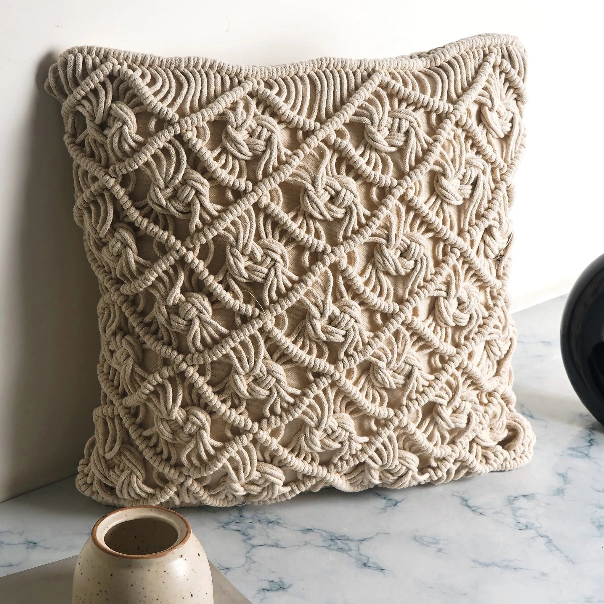 WanderWeft Boho Macrame Cushion Covers