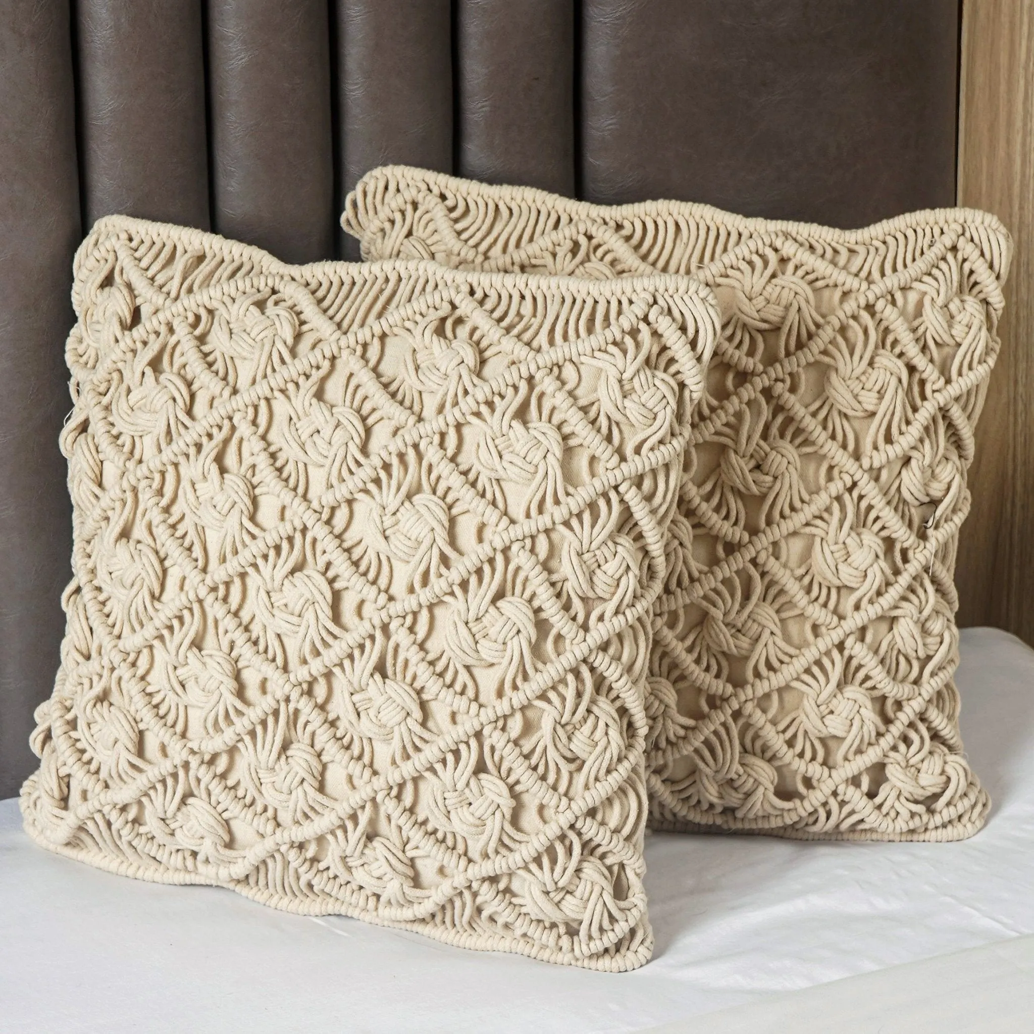 WanderWeft Boho Macrame Cushion Covers
