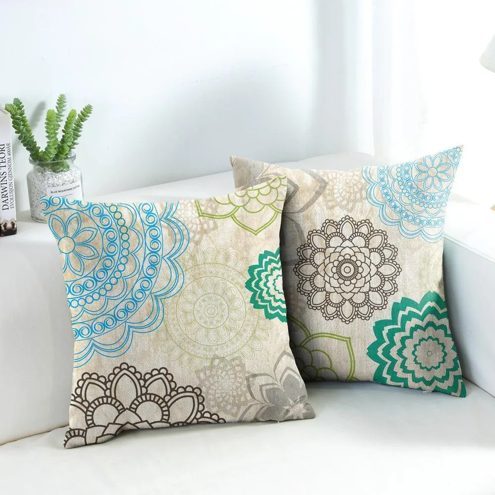 Water & Stain Resistant Marble Effect Outdoor Cushion Cover | 45x45cm Garden Décor - Set of 4