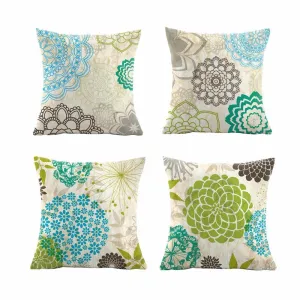 Water & Stain Resistant Marble Effect Outdoor Cushion Cover | 45x45cm Garden Décor - Set of 4