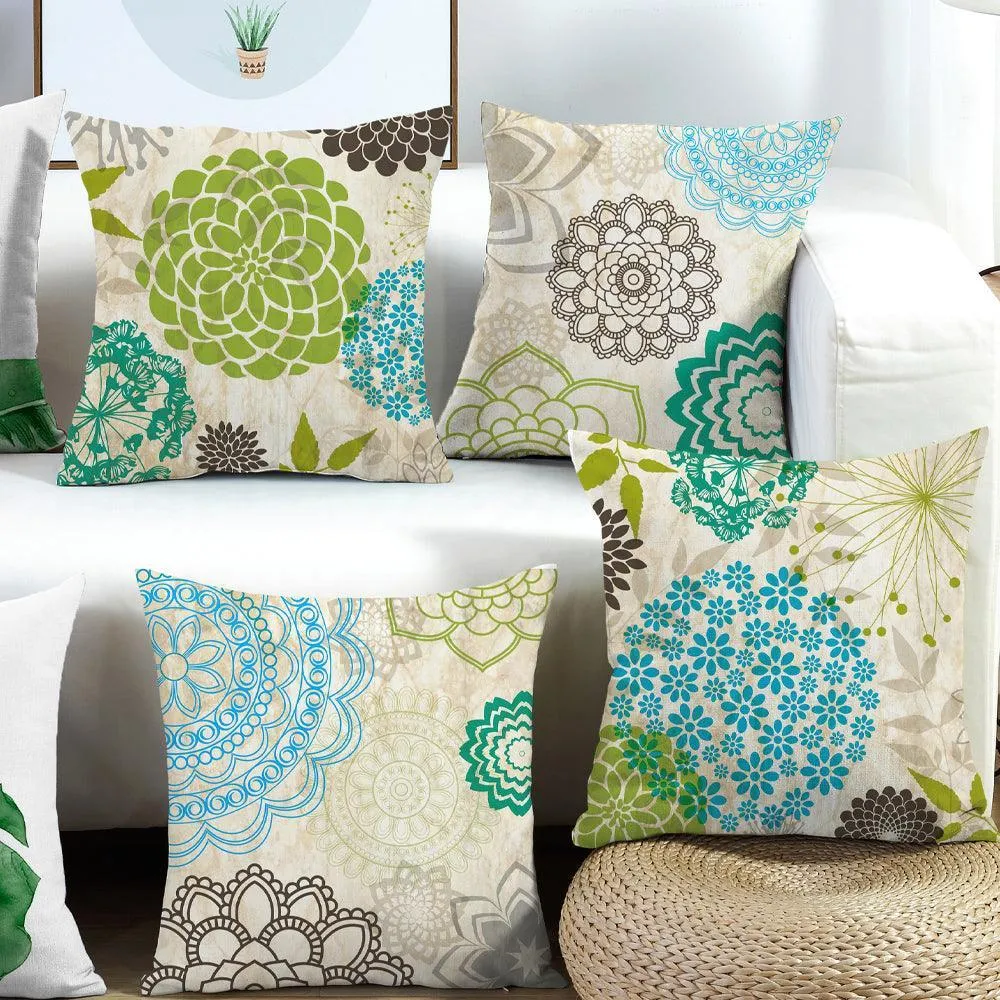 Water & Stain Resistant Marble Effect Outdoor Cushion Cover | 45x45cm Garden Décor - Set of 4