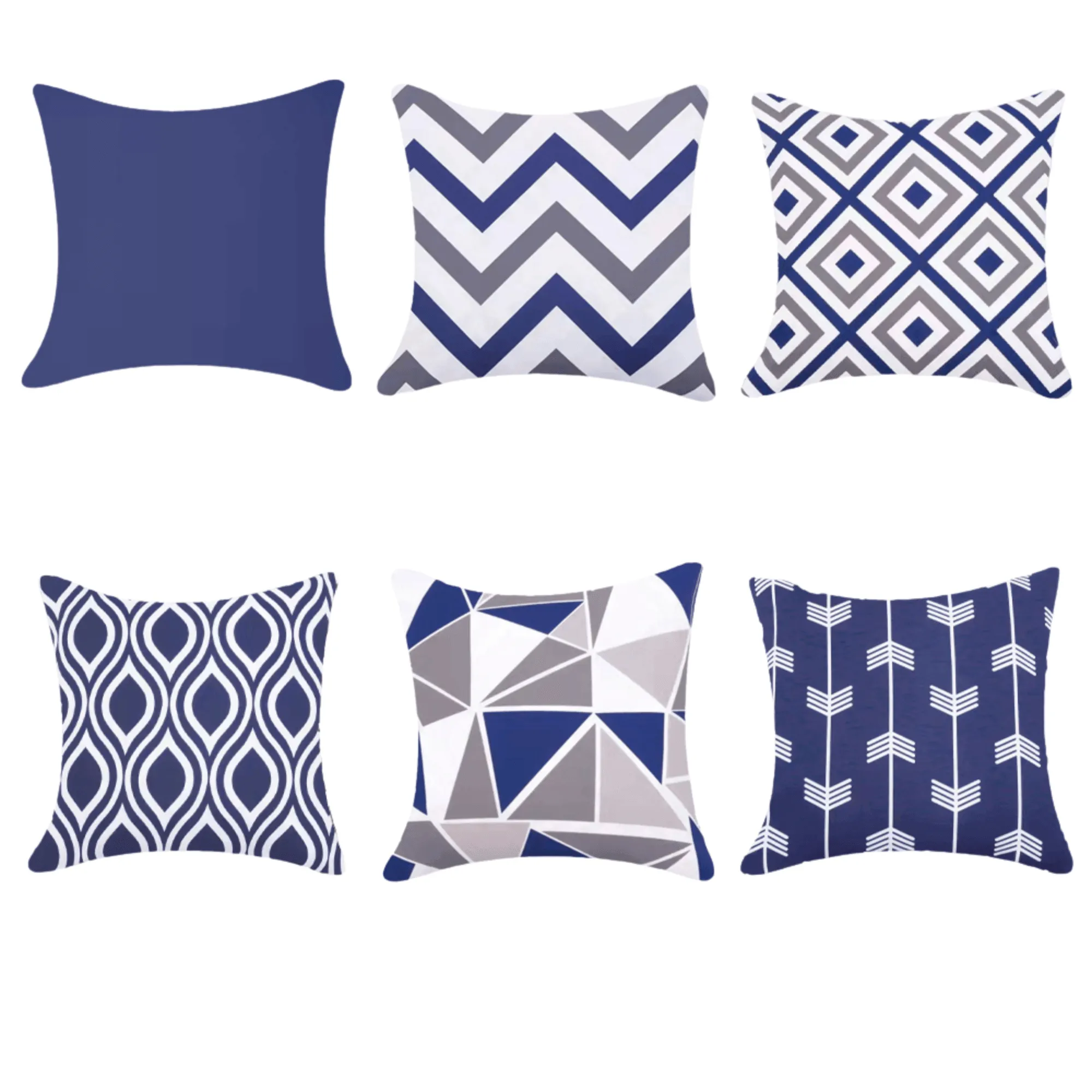Water Resistant Outdoor Cushion Cover | 45x45cm Blue Garden Décor - Set of 6 & 4