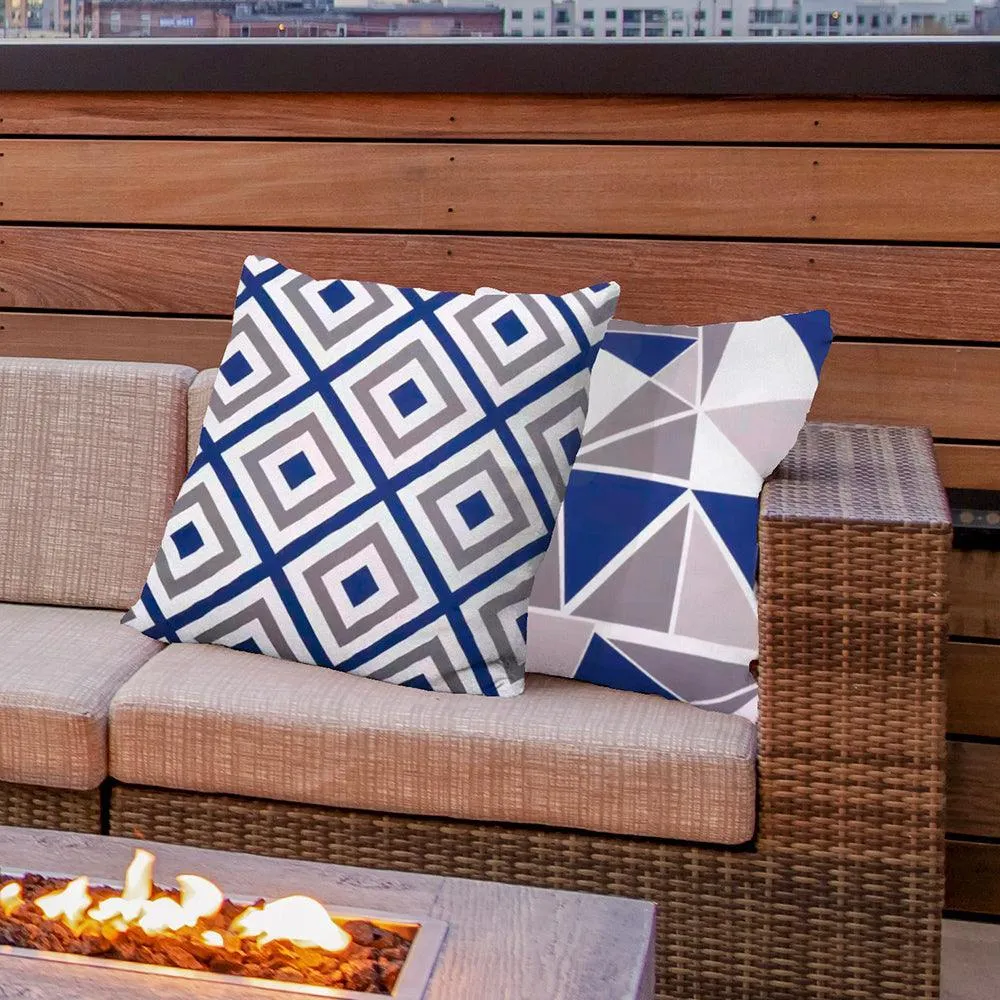 Water Resistant Outdoor Cushion Cover | 45x45cm Blue Garden Décor - Set of 6 & 4