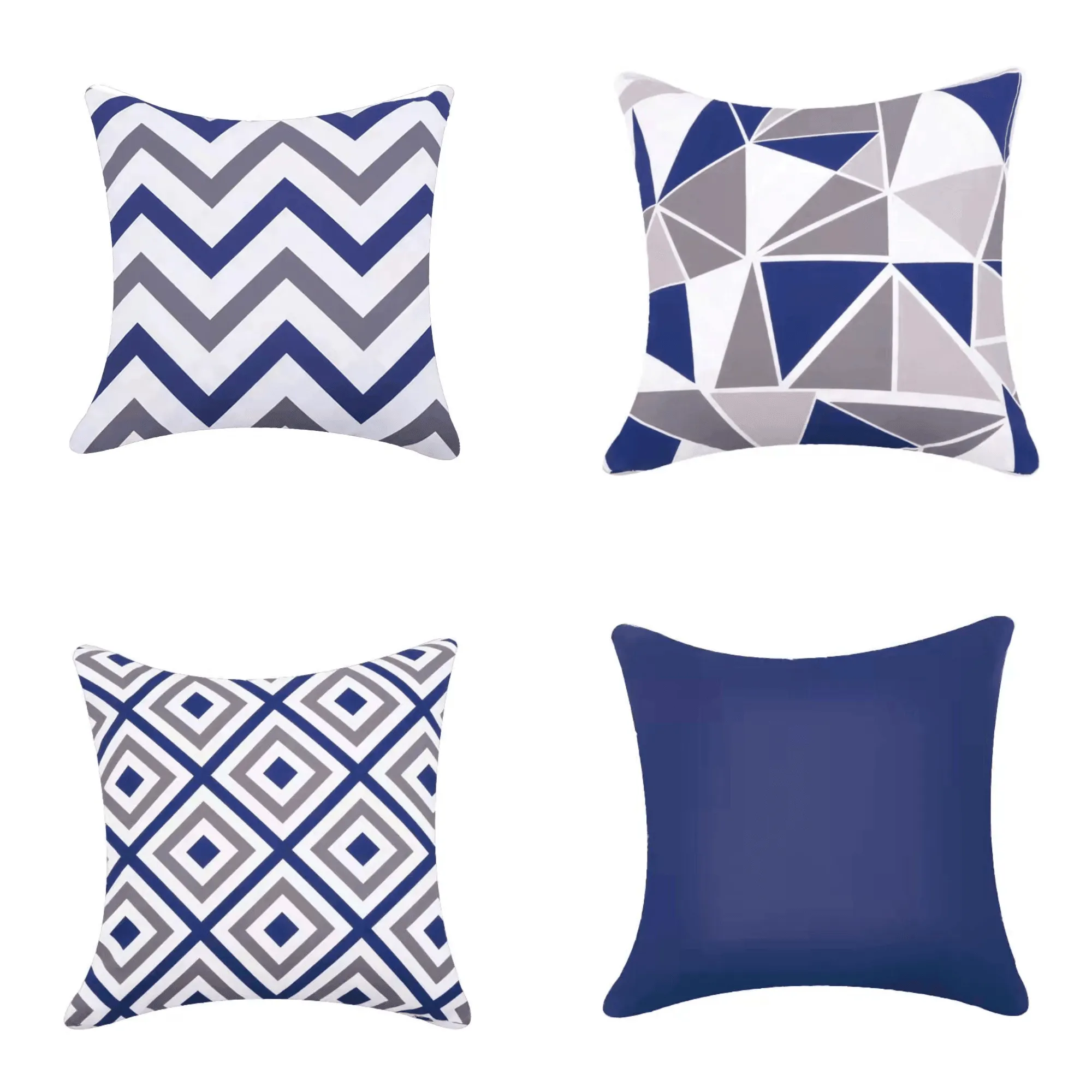 Water Resistant Outdoor Cushion Cover | 45x45cm Blue Garden Décor - Set of 6 & 4