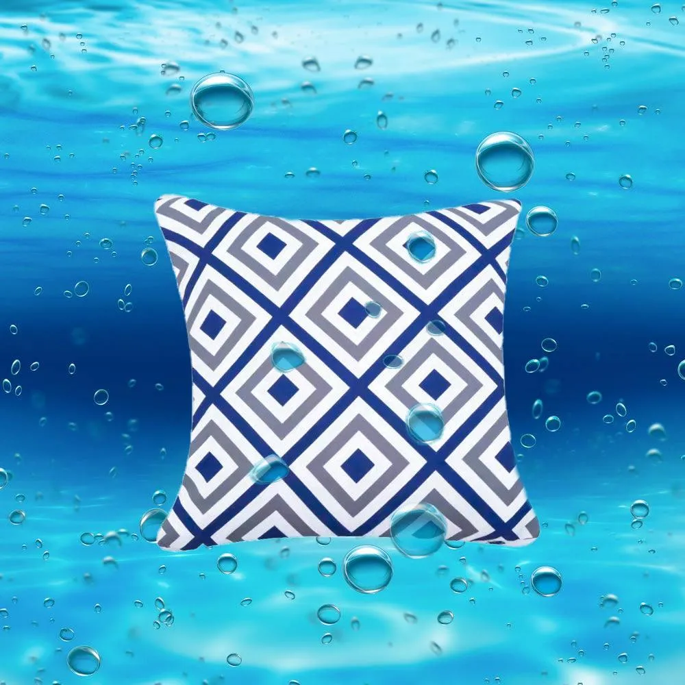 Water Resistant Outdoor Cushion Cover | 45x45cm Blue Garden Décor - Set of 6 & 4
