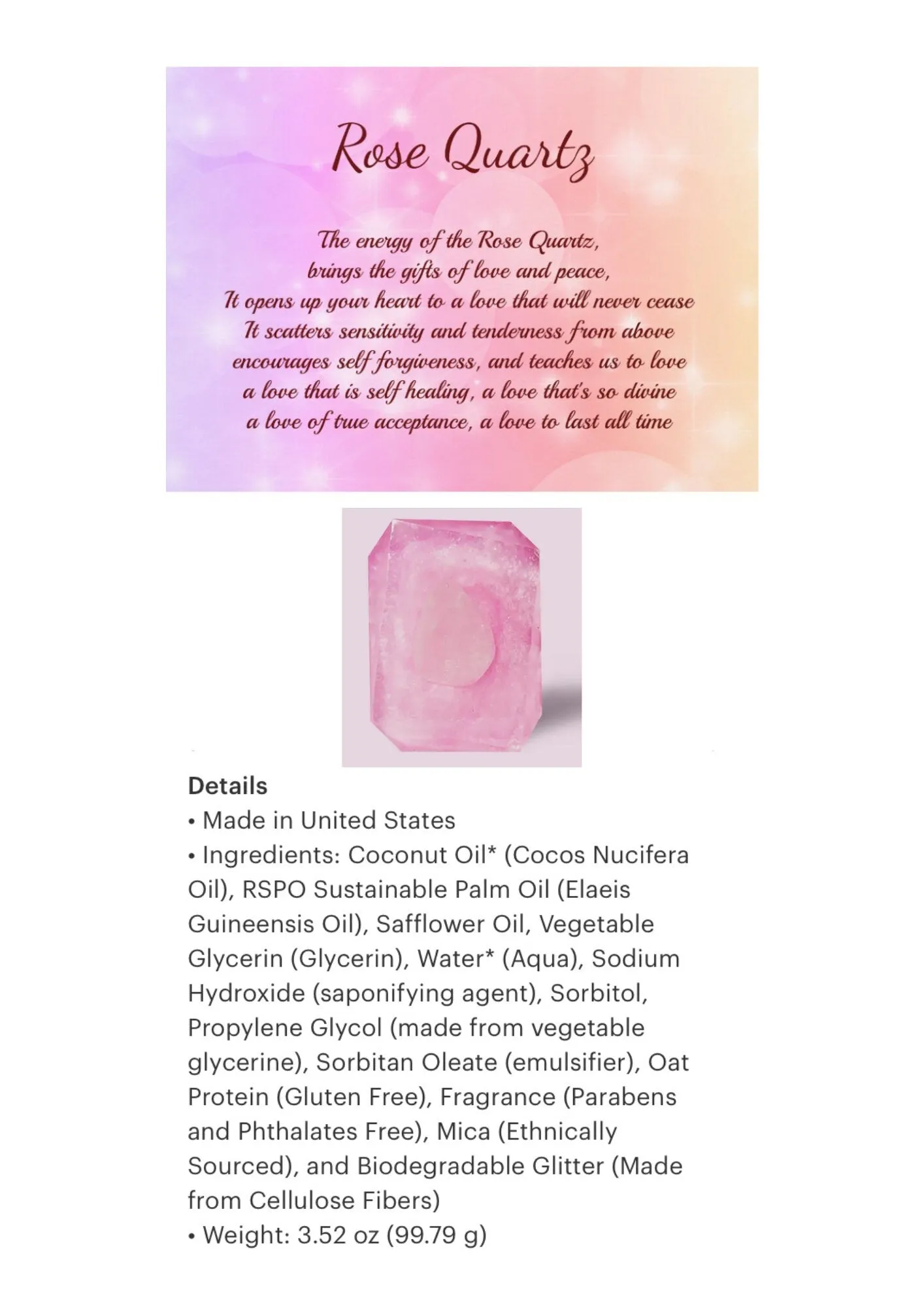 Wild Roses Crystal Infused Bar Soap - Vegan