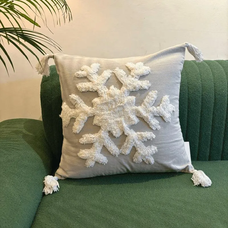 Winter's Lace Cotton Cushion Cover