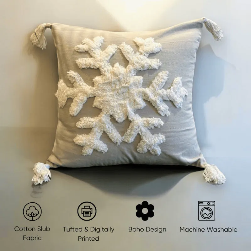 Winter's Lace Cotton Cushion Cover