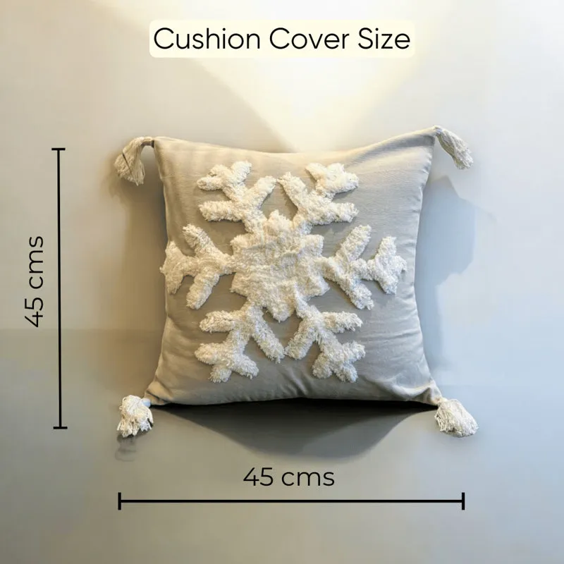 Winter's Lace Cotton Cushion Cover