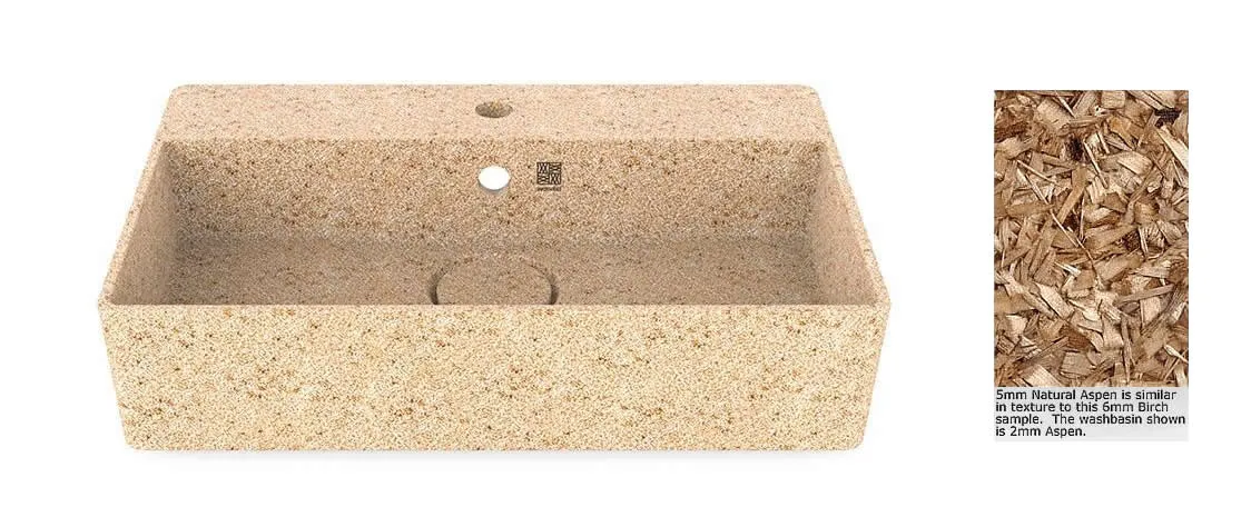Woodio Cube60 Wall-Mount Wood Sink, for 1-Hole Faucet - 10 Colors