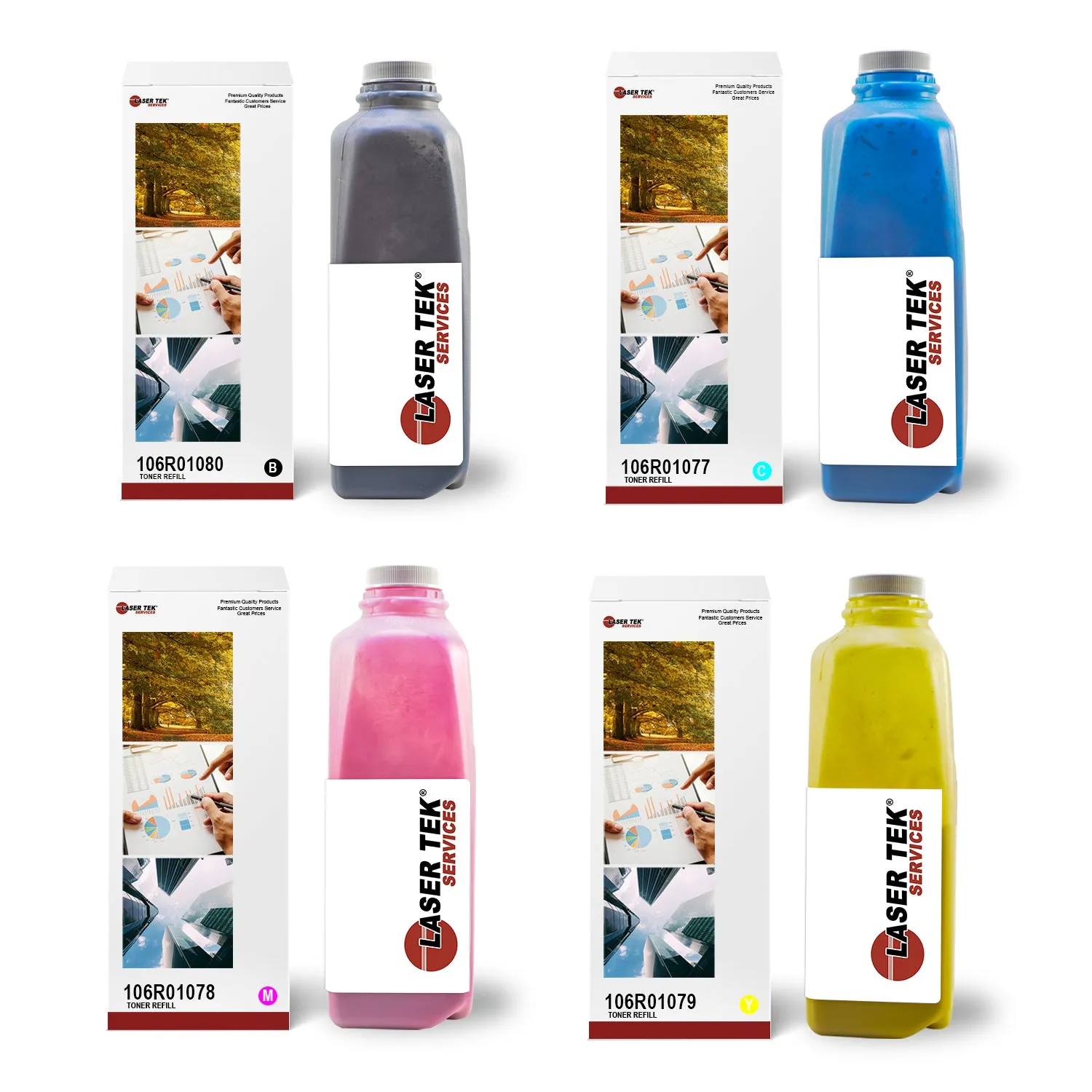 Xerox Phaser 7400 7400N 4 Pack Toner Refill With Chip