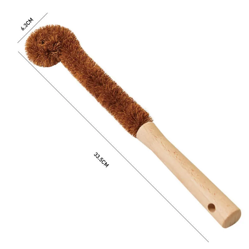 Zero-waste Wood Handle Bottle Brush with Coconut Fiber Bristles