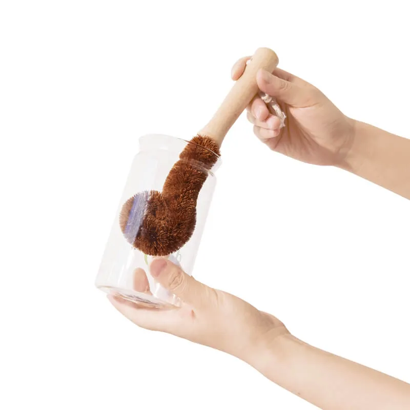 Zero-waste Wood Handle Bottle Brush with Coconut Fiber Bristles